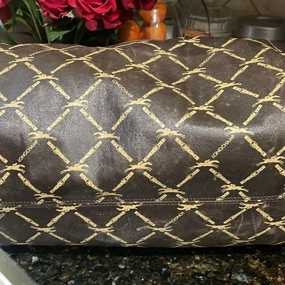 Longchamp Lattice double buckle horse jump brown speedy bag Authentic Vintage - Picture 9 of 17